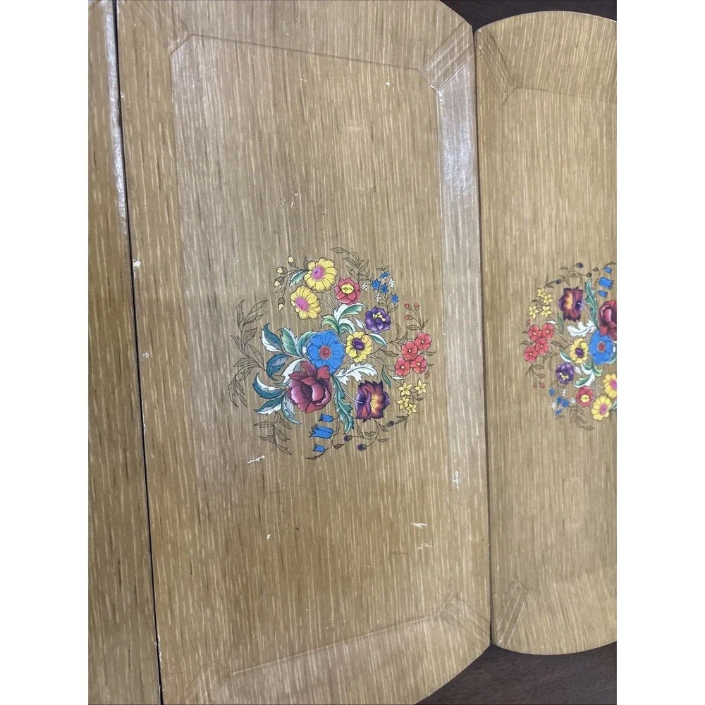 8 Vintage HASKELITE Lap TV Tray Mid Century Modern Buffet Serving Flowers